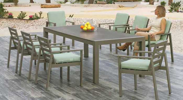 Hevea Stone Top Outdoor Dining Sets