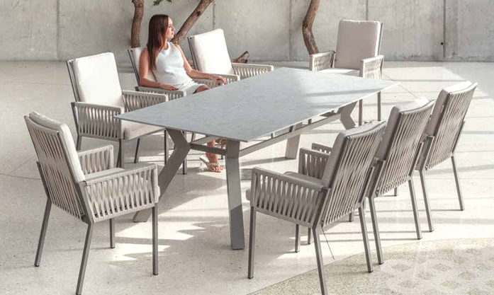 Hevea Stone Top Outdoor Dining Sets