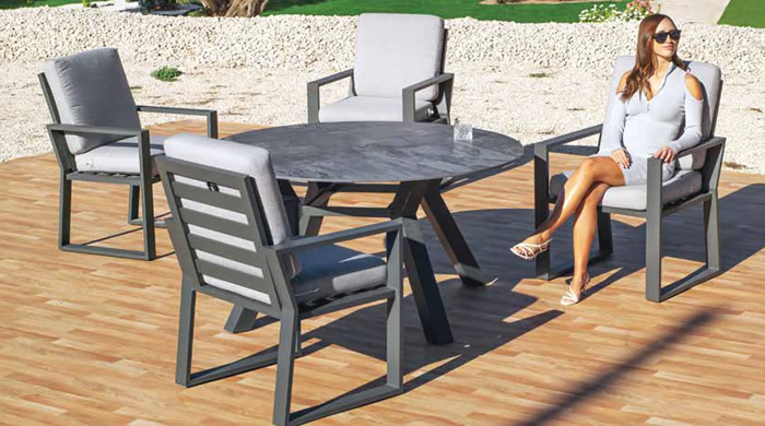 Hevea Stone Top Outdoor Dining Sets