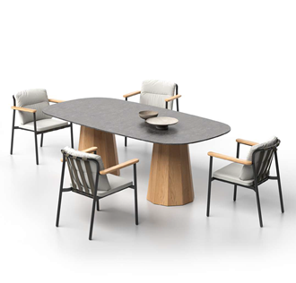 220cm Dining set Dekton top wooden base